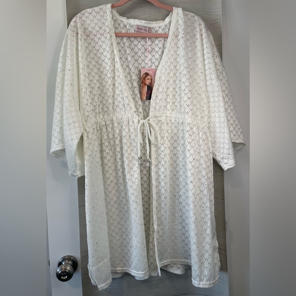 Elegant White Lace Kimono coverup